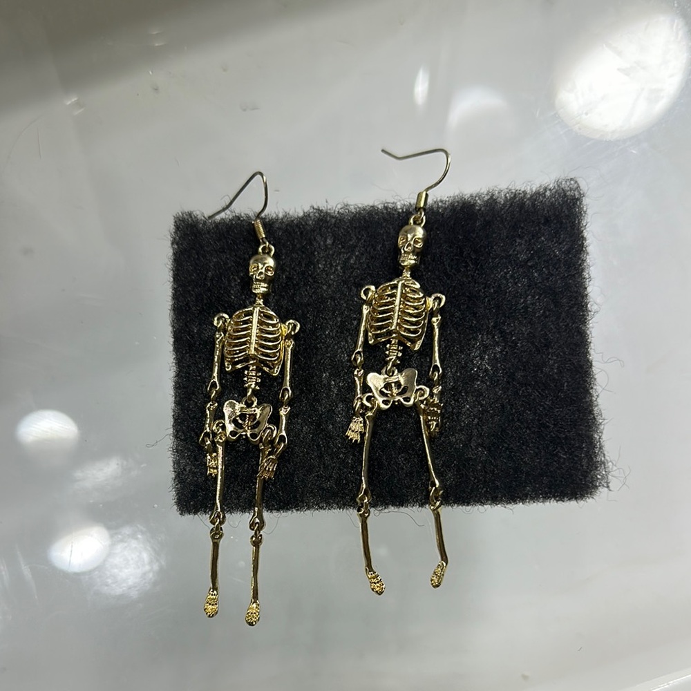 Gold Skeleton Dangle Earrings
